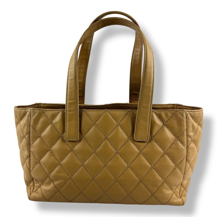 Chanel Beige Leather Wild Stitch Tote Handbag - Lux Central