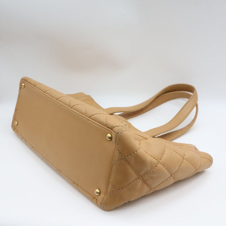 Chanel Beige Leather Wild Stitch Tote Handbag - Lux Central