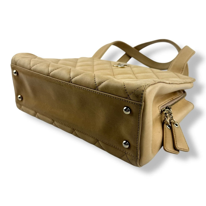 Chanel Beige Leather Wild Stitch Tote Handbag - Lux Central