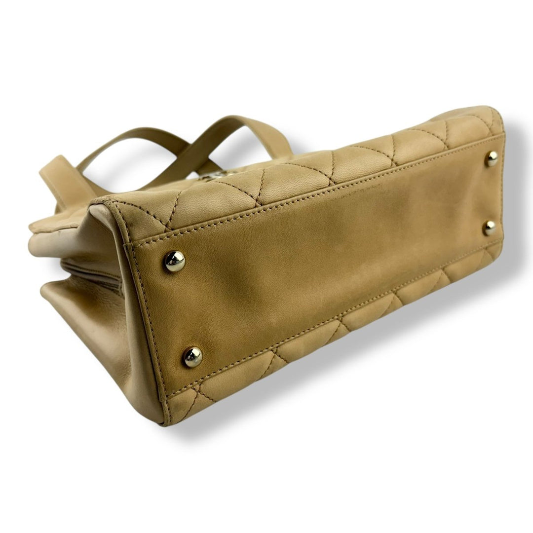 Chanel Beige Leather Wild Stitch Tote Handbag - Lux Central