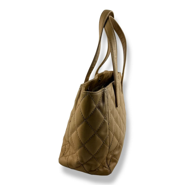 Chanel Beige Leather Wild Stitch Tote Handbag - Lux Central