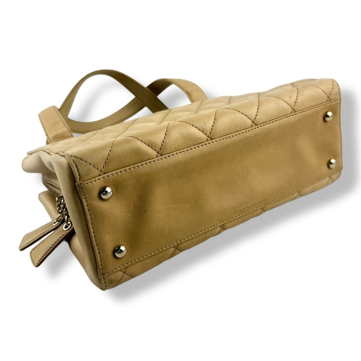 Chanel Beige Leather Wild Stitch Tote Handbag - Lux Central