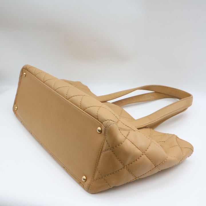 Chanel Beige Leather Wild Stitch Tote Handbag - Lux Central