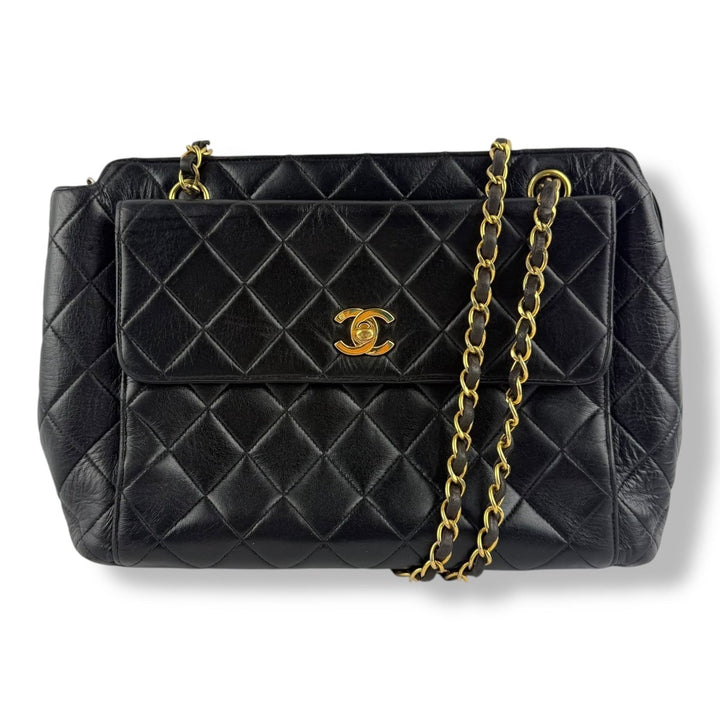 Chanel Black Lambskin Shoulder Handbag - Lux Central