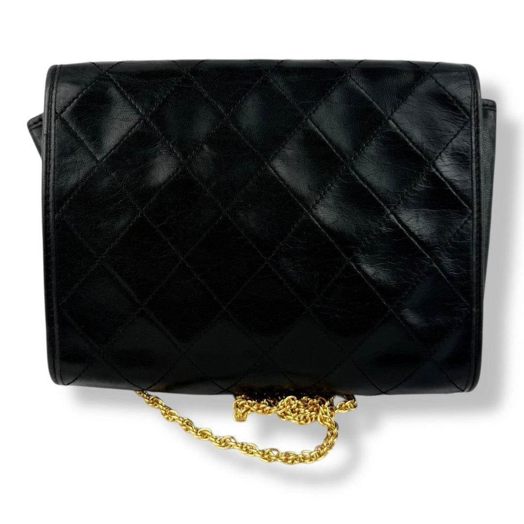Chanel Black Lambskin Vintage Mini Matelasse Handbag - Lux Central