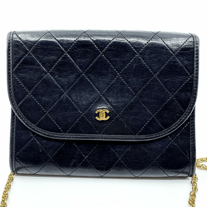 Chanel Black Lambskin Vintage Mini Matelasse Handbag - Lux Central