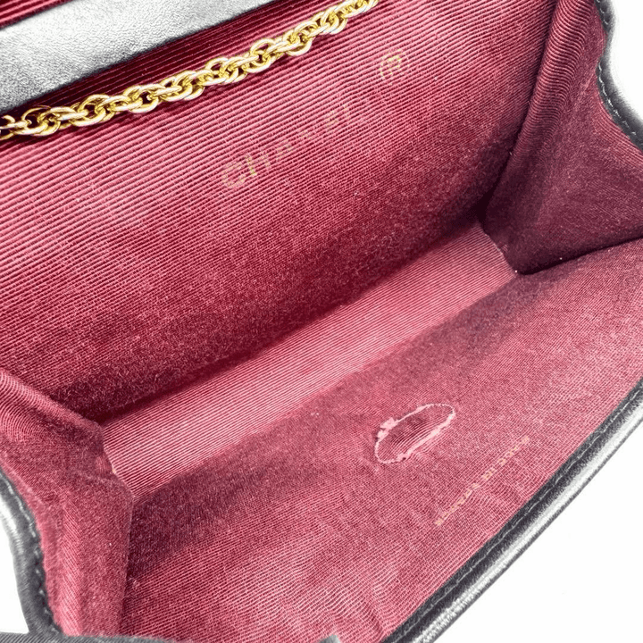 Chanel Black Lambskin Vintage Mini Matelasse Handbag - Lux Central