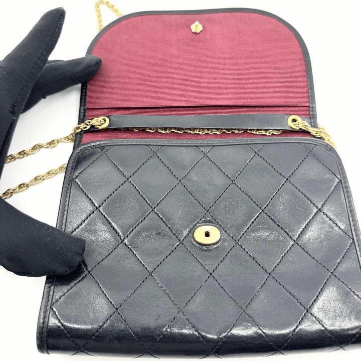 Chanel Black Lambskin Vintage Mini Matelasse Handbag - Lux Central