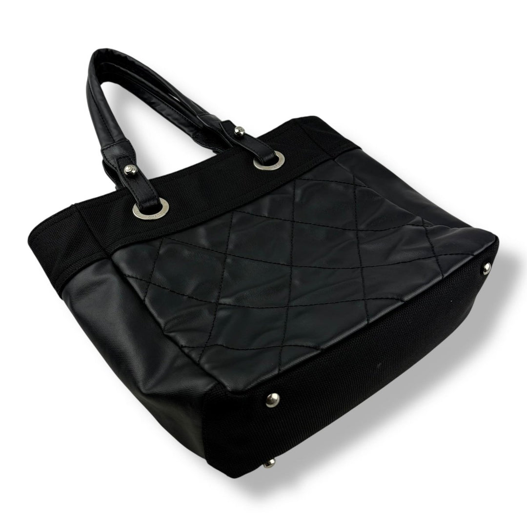 Chanel Black Leather CC Paris Biarritz Tote Handbag - Lux Central