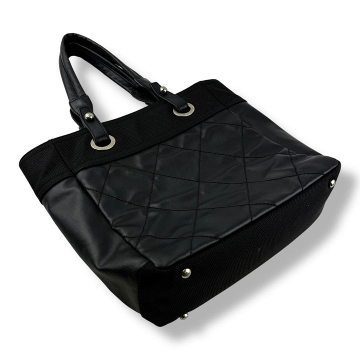Chanel Black Leather CC Paris Biarritz Tote Handbag - Lux Central