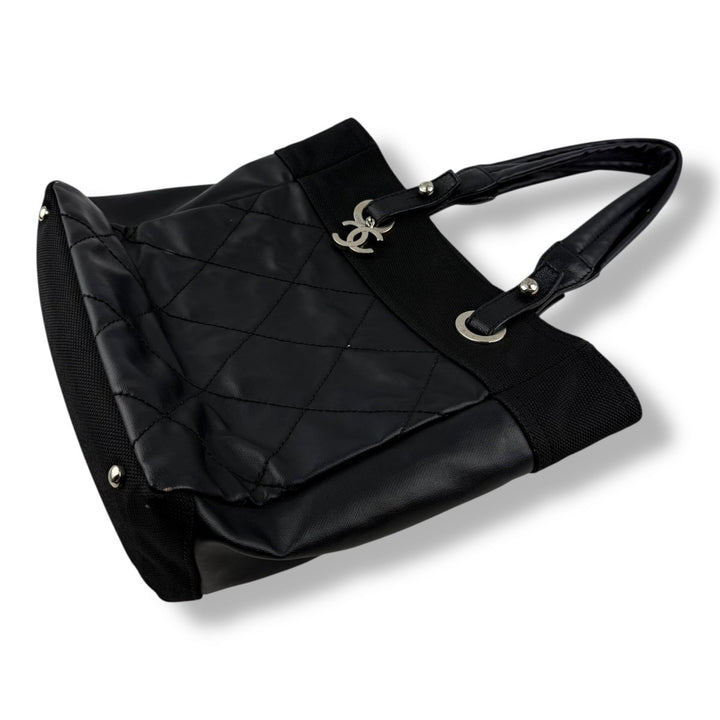 Chanel Black Leather CC Paris Biarritz Tote Handbag - Lux Central