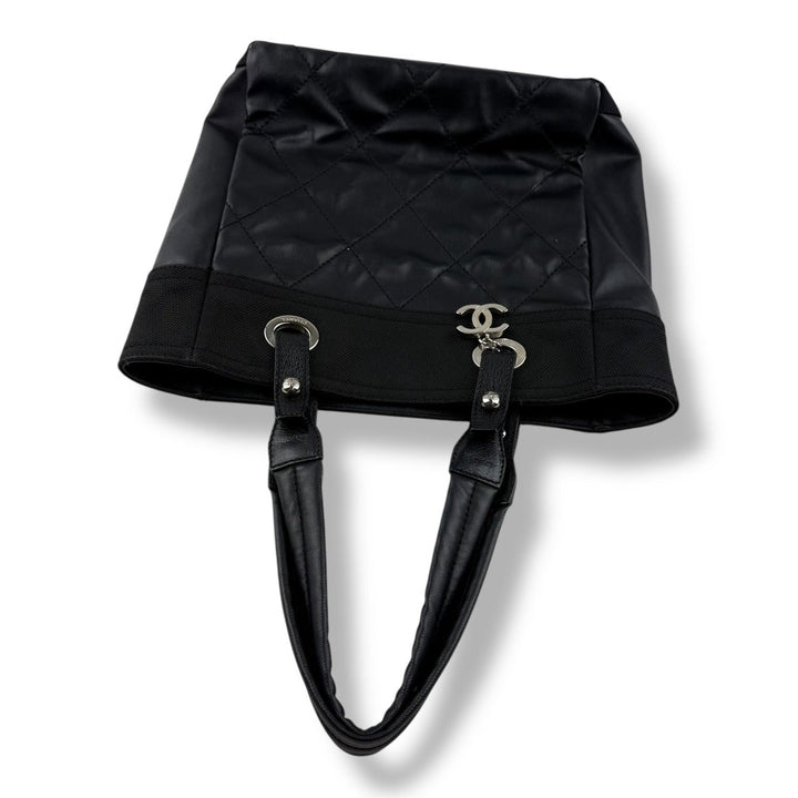 Chanel Black Leather CC Paris Biarritz Tote Handbag - Lux Central