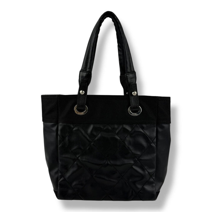 Chanel Black Leather CC Paris Biarritz Tote Handbag - Lux Central