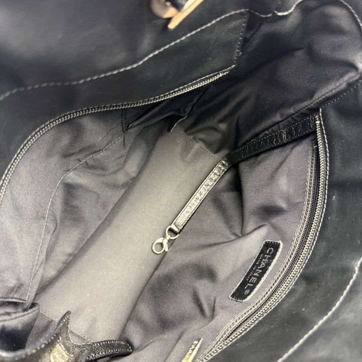 Chanel Black Leather CC Paris Biarritz Tote Handbag - Lux Central