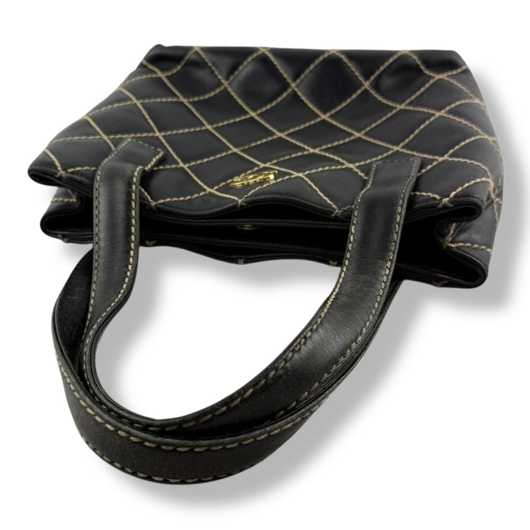 Chanel Black Leather Wild Stitch Tote Handbag - Lux Central