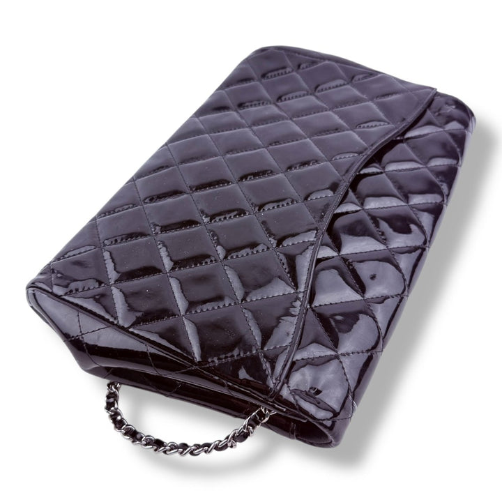 Chanel Black Patent Classic Flap Shoulder Handbag - Lux Central