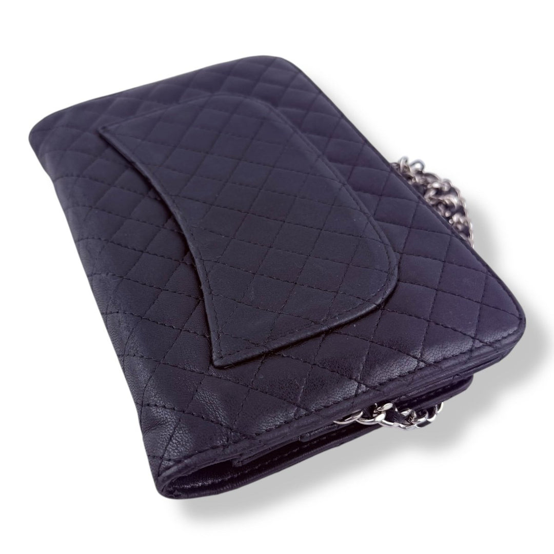 Chanel Black Quilted Lambskin Crest Wallet on Chain Handbag - Lux Central