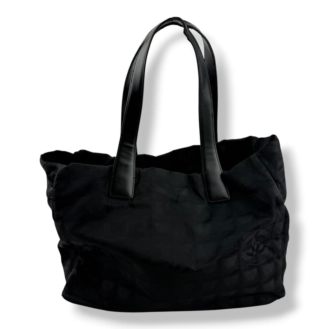 Chanel Black Travel Line Canvas Tote Handbag - Lux Central