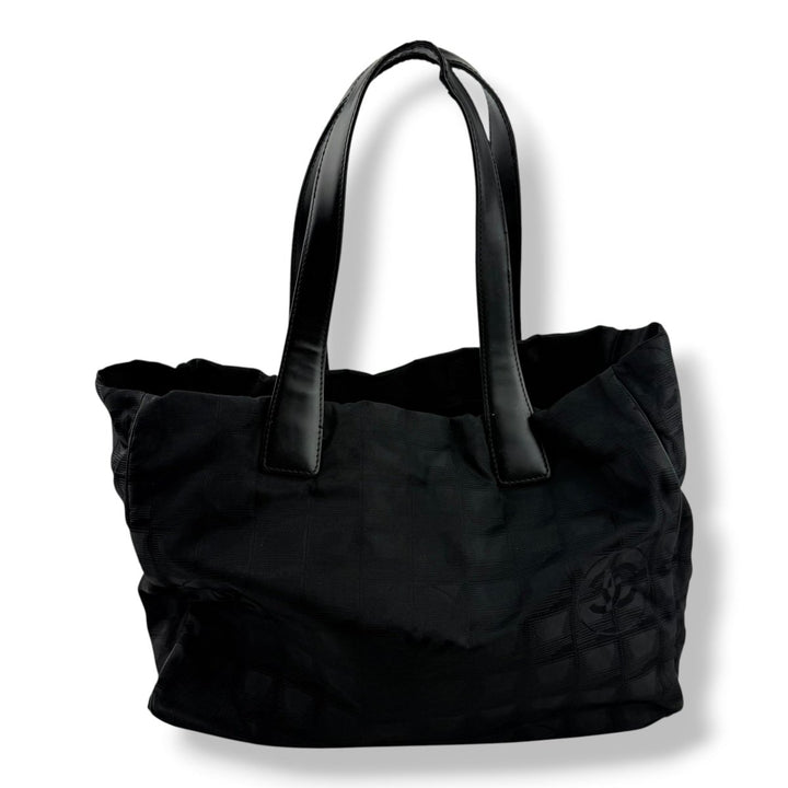 Chanel Black Travel Line Canvas Tote Handbag - Lux Central