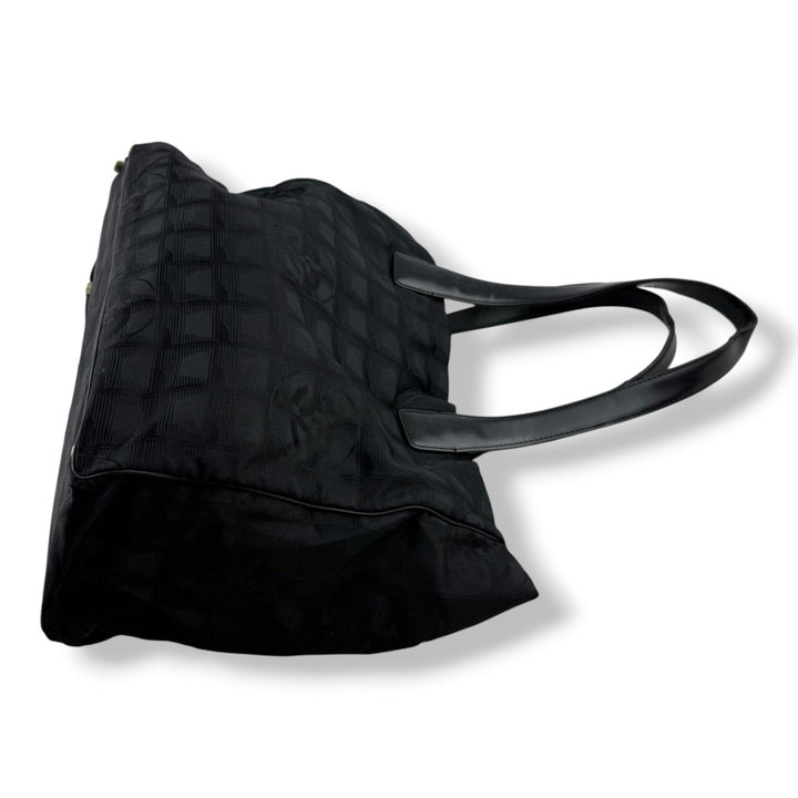 Chanel Black Travel Line Canvas Tote Handbag - Lux Central