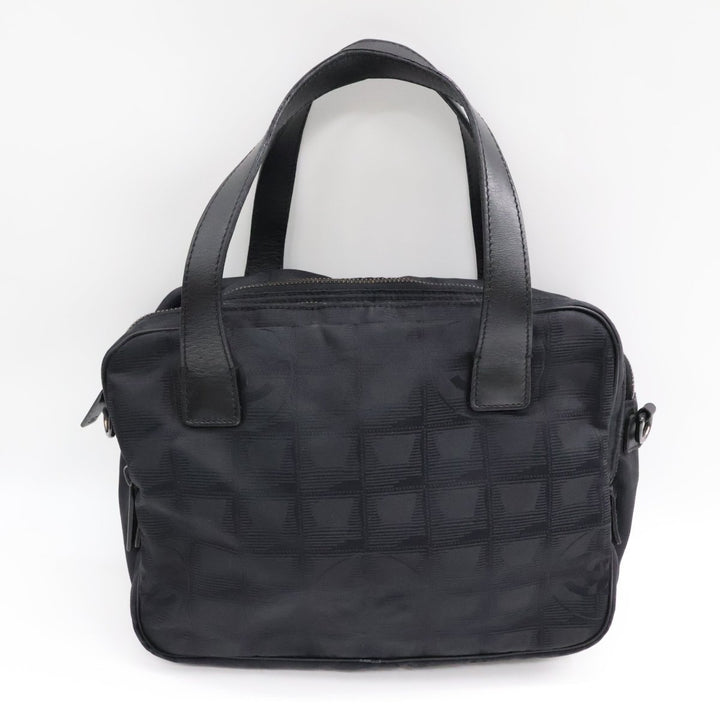 Chanel Black Travel Line Canvas Tote Handbag - Lux Central