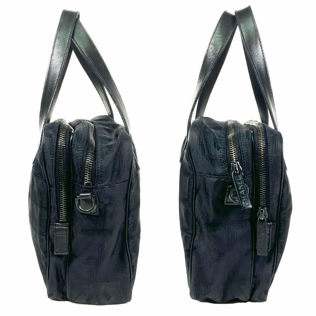 Chanel Black Travel Line Canvas Tote Handbag - Lux Central