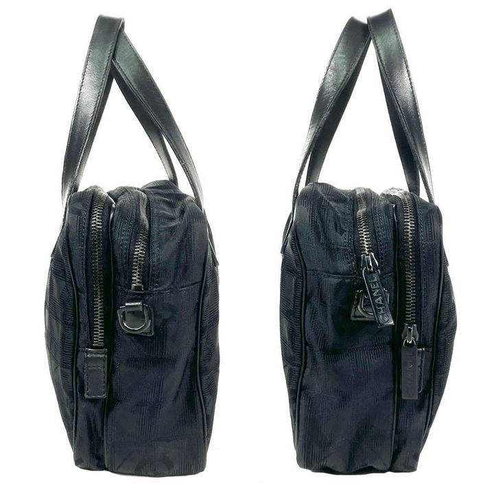 Chanel Black Travel Line Canvas Tote Handbag - Lux Central