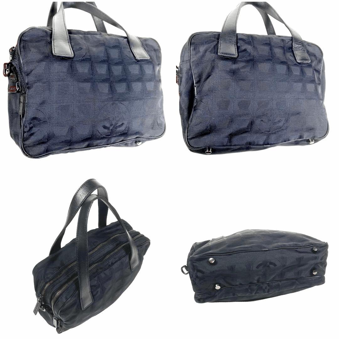Chanel Black Travel Line Canvas Tote Handbag - Lux Central
