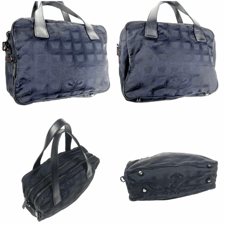 Chanel Black Travel Line Canvas Tote Handbag - Lux Central