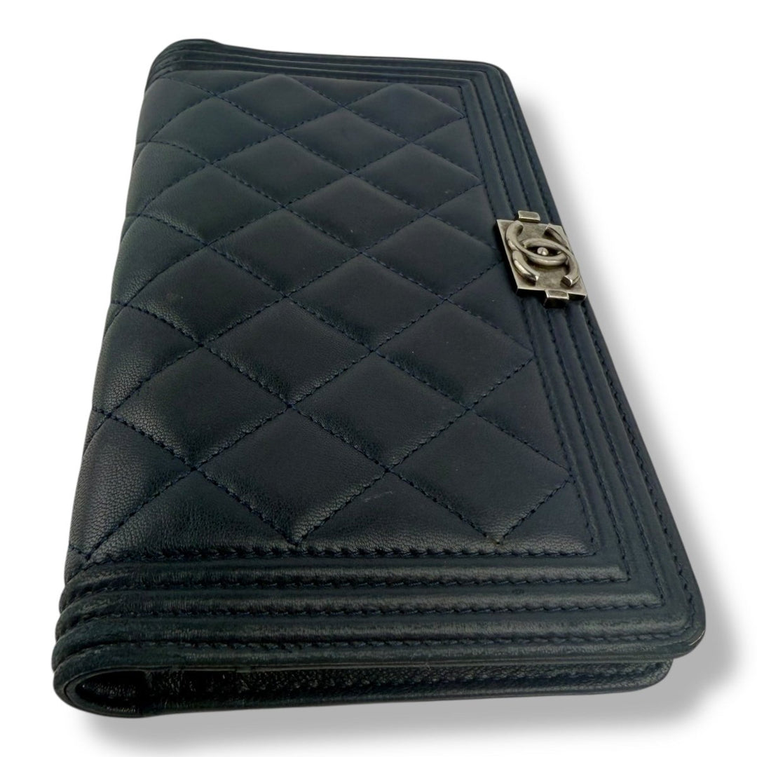 Chanel Boy Navy Long Wallet - Lux Central