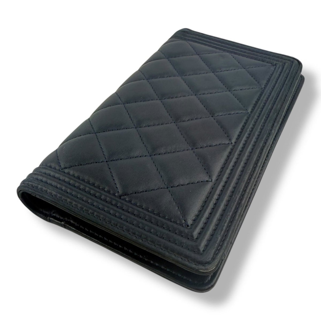 Chanel Boy Navy Long Wallet - Lux Central