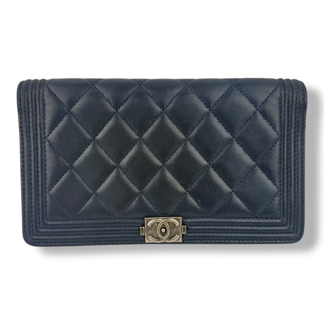 Chanel Boy Navy Long Wallet - Lux Central