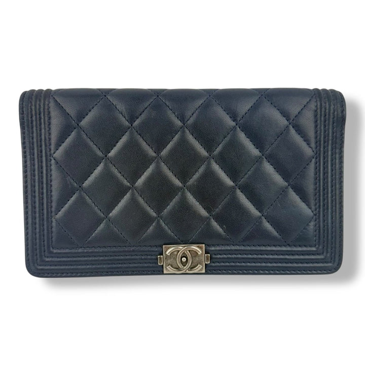 Chanel Boy Navy Long Wallet - Lux Central