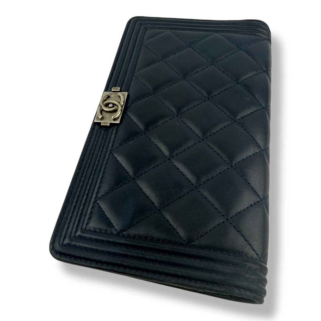 Chanel Boy Navy Long Wallet - Lux Central