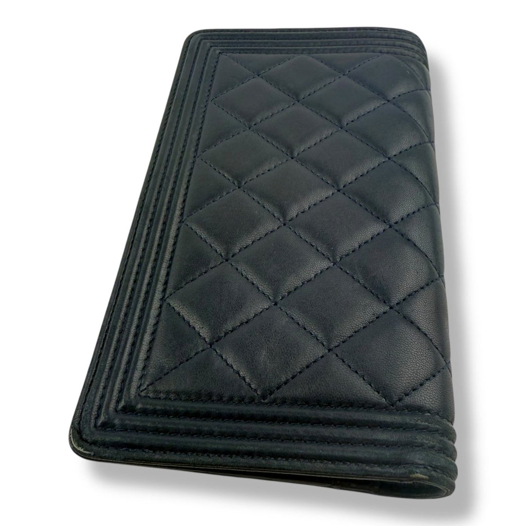 Chanel Boy Navy Long Wallet - Lux Central