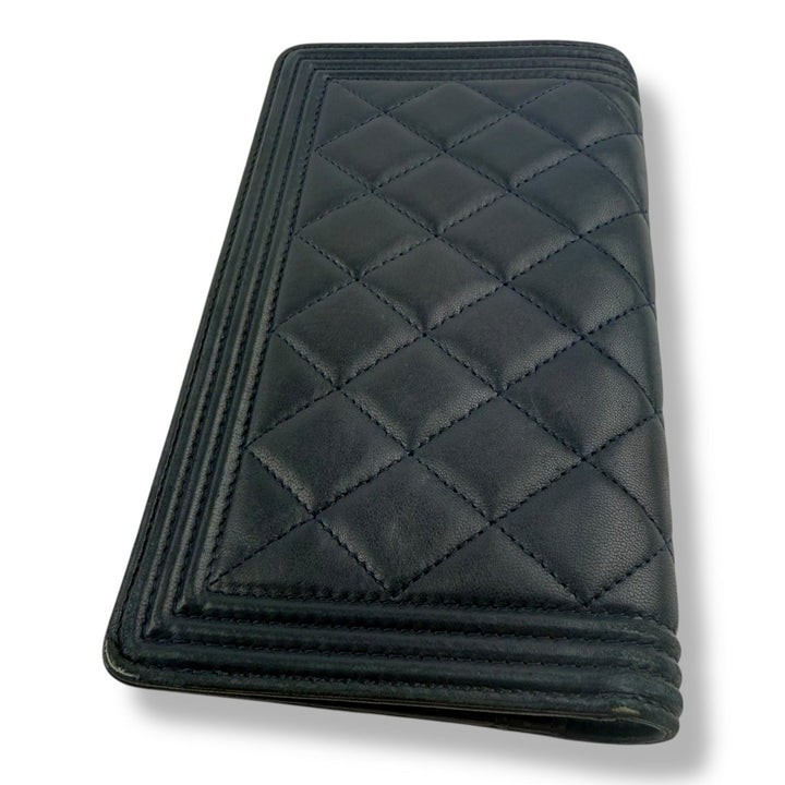 Chanel Boy Navy Long Wallet - Lux Central