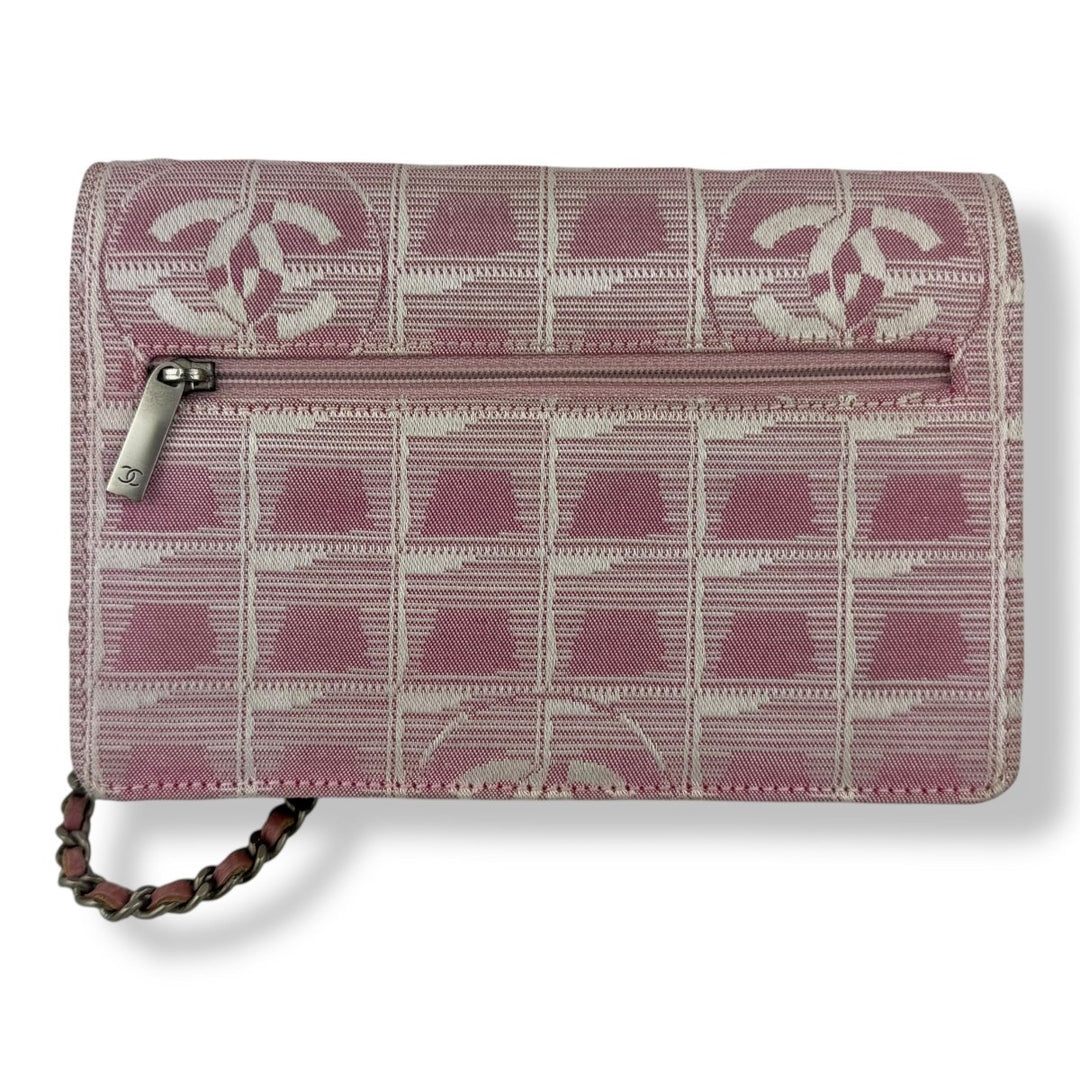 CHANEL Canvas Wallet On Chain WOC Pink Handbag - Lux Central