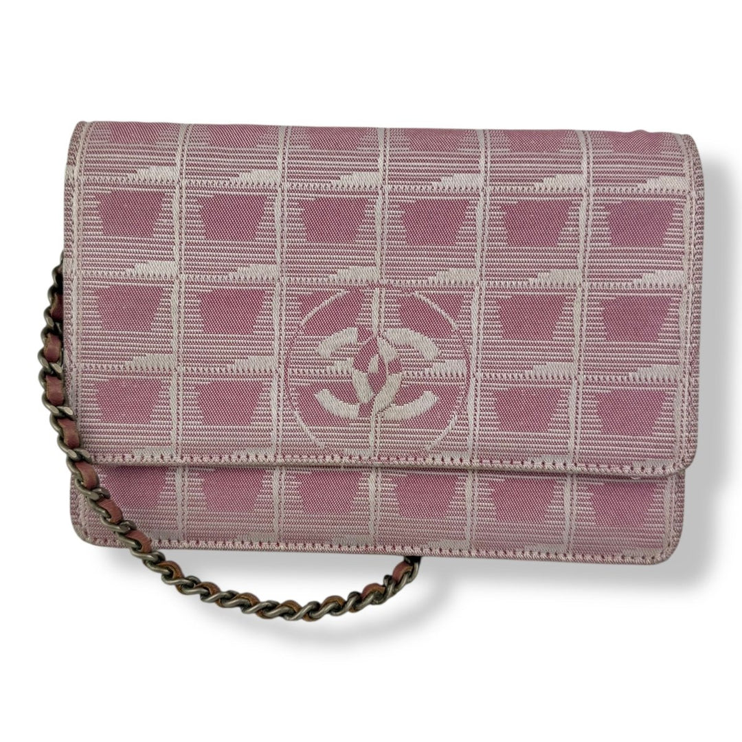 CHANEL Canvas Wallet On Chain WOC Pink Handbag - Lux Central