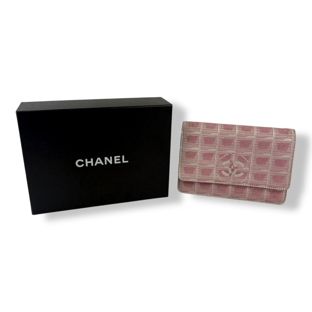 CHANEL Canvas Wallet On Chain WOC Pink Handbag - Lux Central