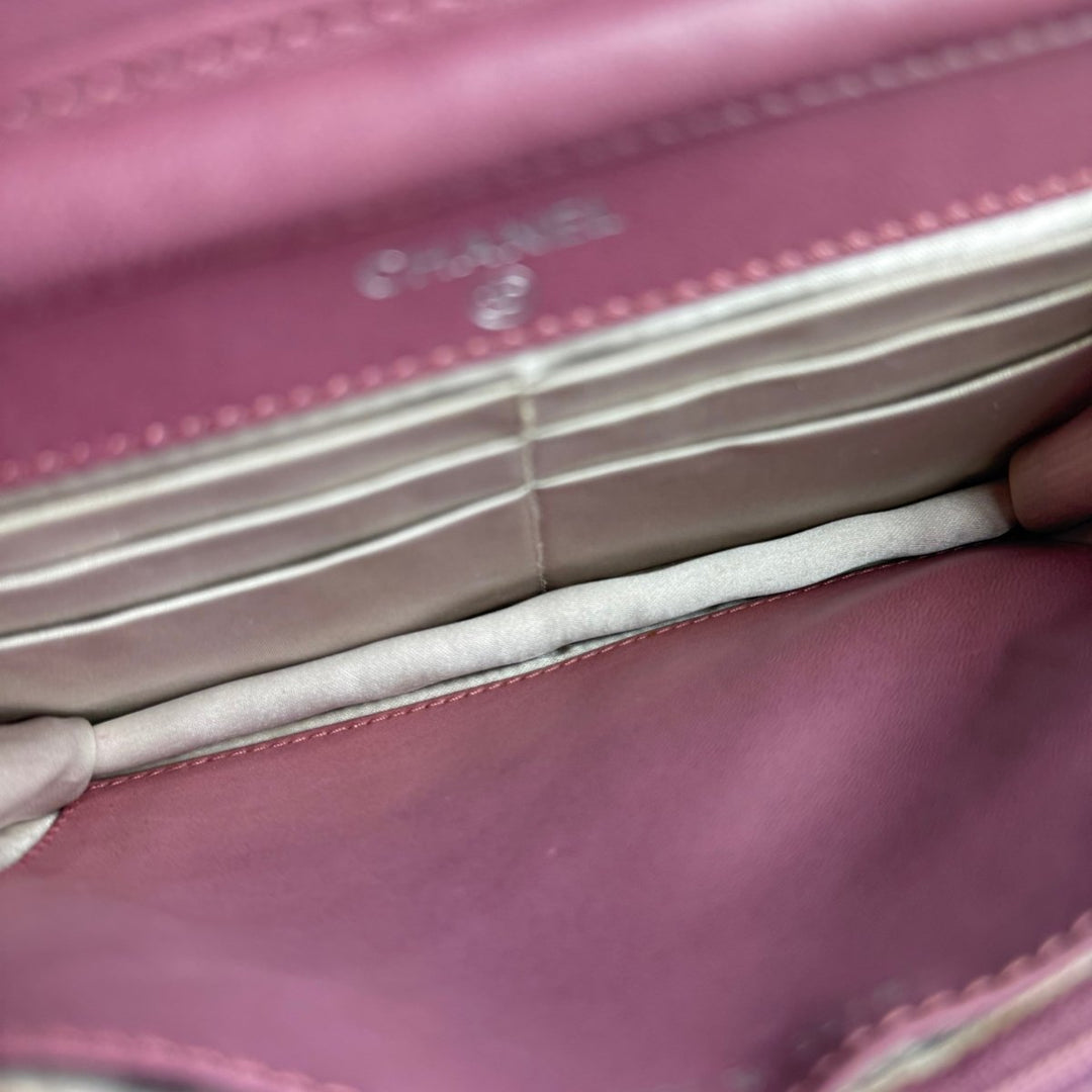 CHANEL Canvas Wallet On Chain WOC Pink Handbag - Lux Central
