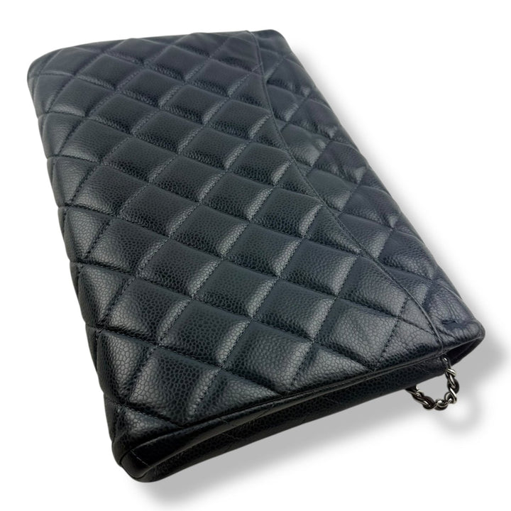 Chanel Caviar Navy Blue Timeless Classic Flap Shoulder Bag - Lux Central