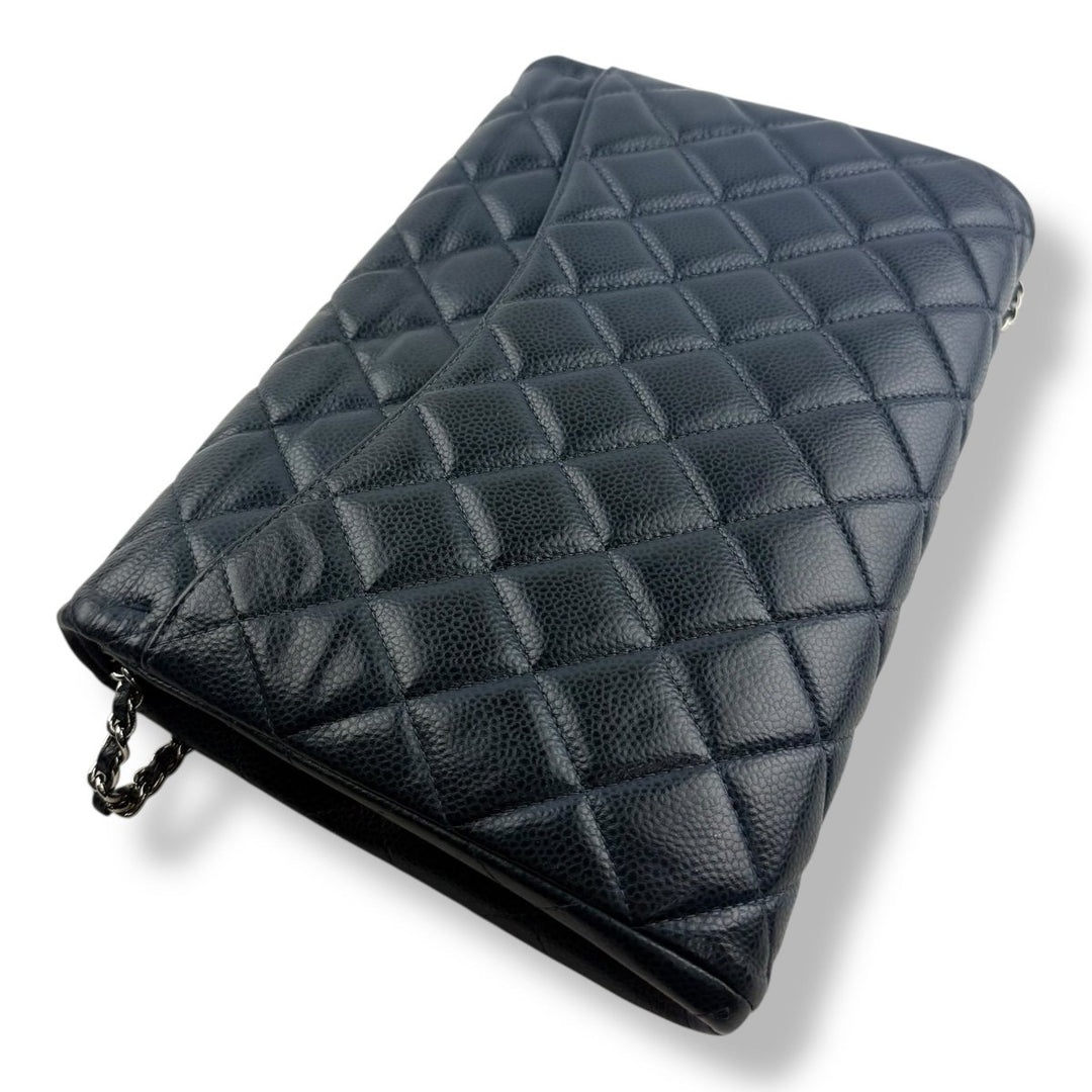 Chanel Caviar Navy Blue Timeless Classic Flap Shoulder Bag - Lux Central