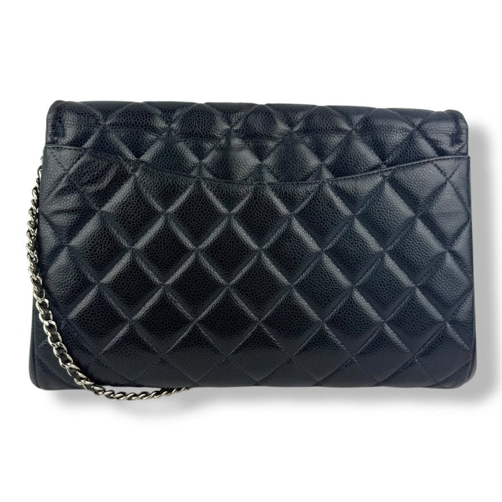 Chanel Caviar Navy Blue Timeless Classic Flap Shoulder Bag - Lux Central