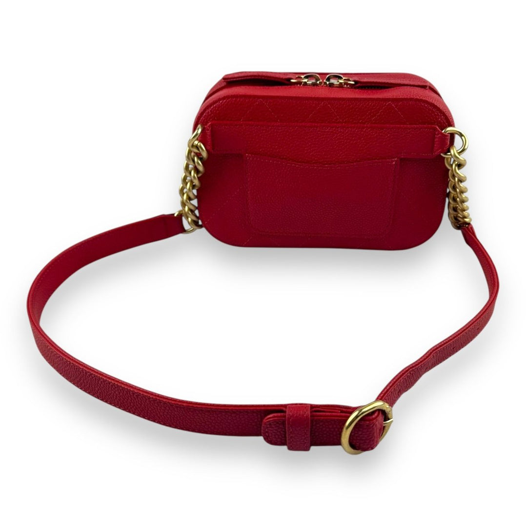 Chanel CC Affinity Camera Red Quilted Belt Handbag - Lux Central