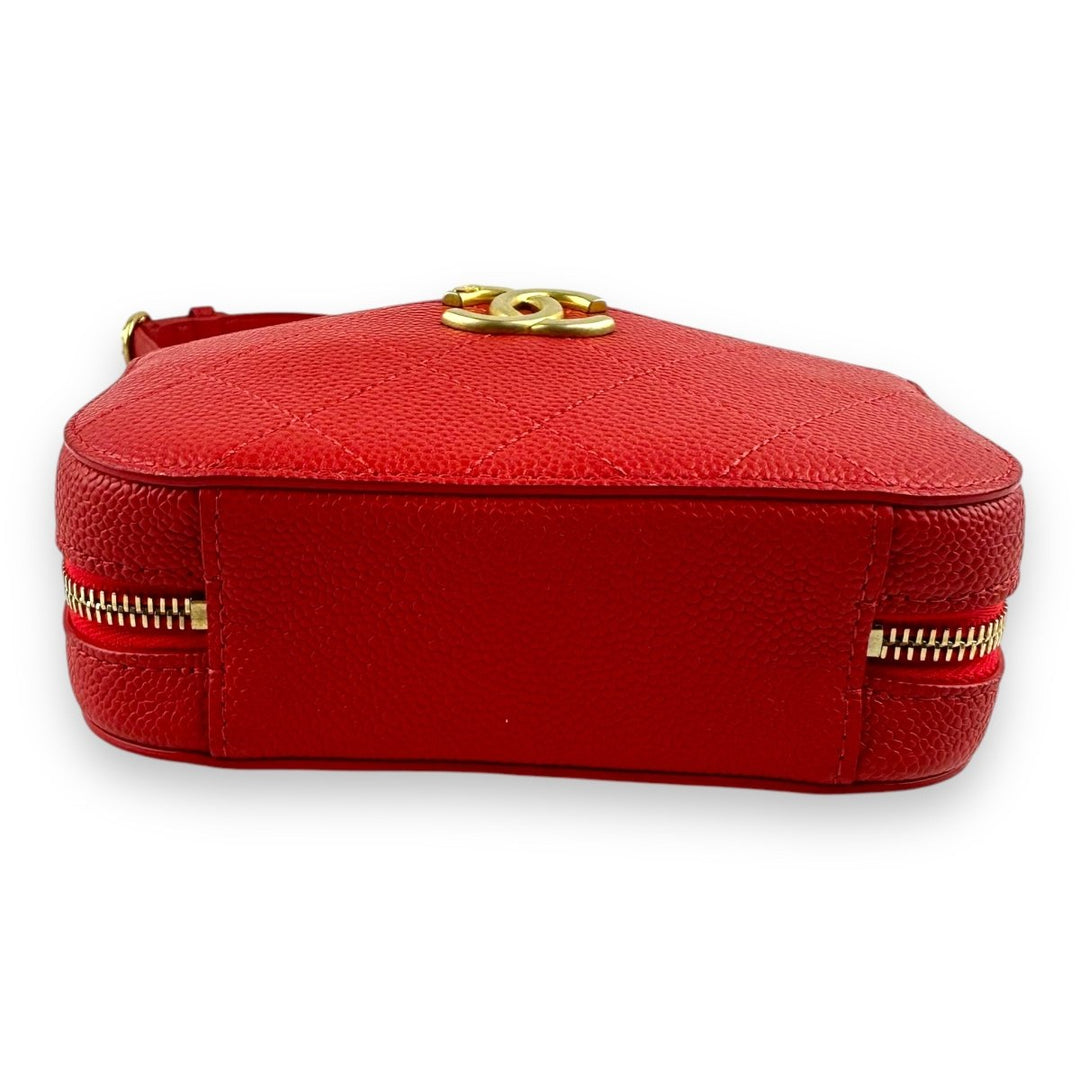 Chanel CC Affinity Camera Red Quilted Belt Handbag - Lux Central