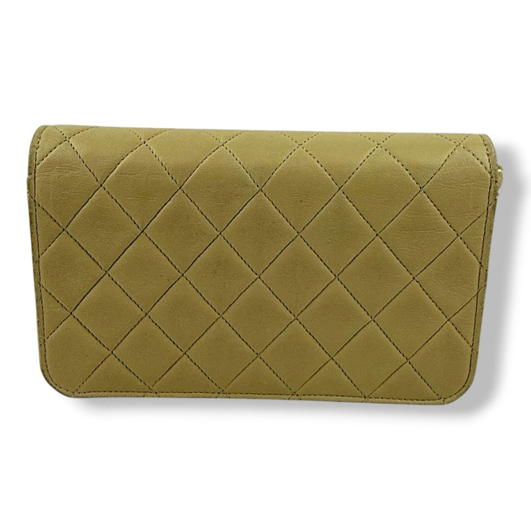 Chanel CC Beige Push Lock Single Flap Lambskin Shoulder Handbag - Lux Central