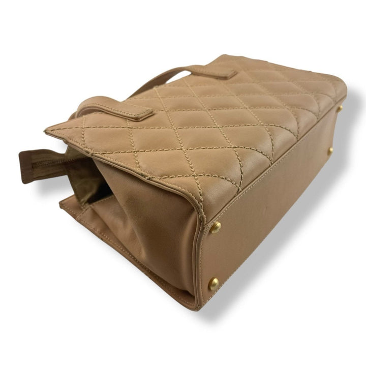 Chanel CC Beige/Brown Lambskin Wild Stitch Handbag - Lux Central