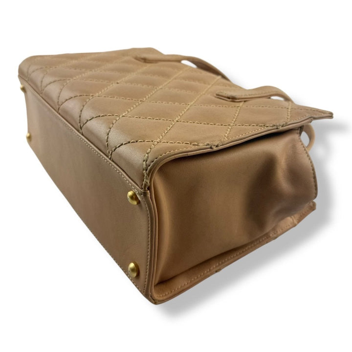 Chanel CC Beige/Brown Lambskin Wild Stitch Handbag - Lux Central