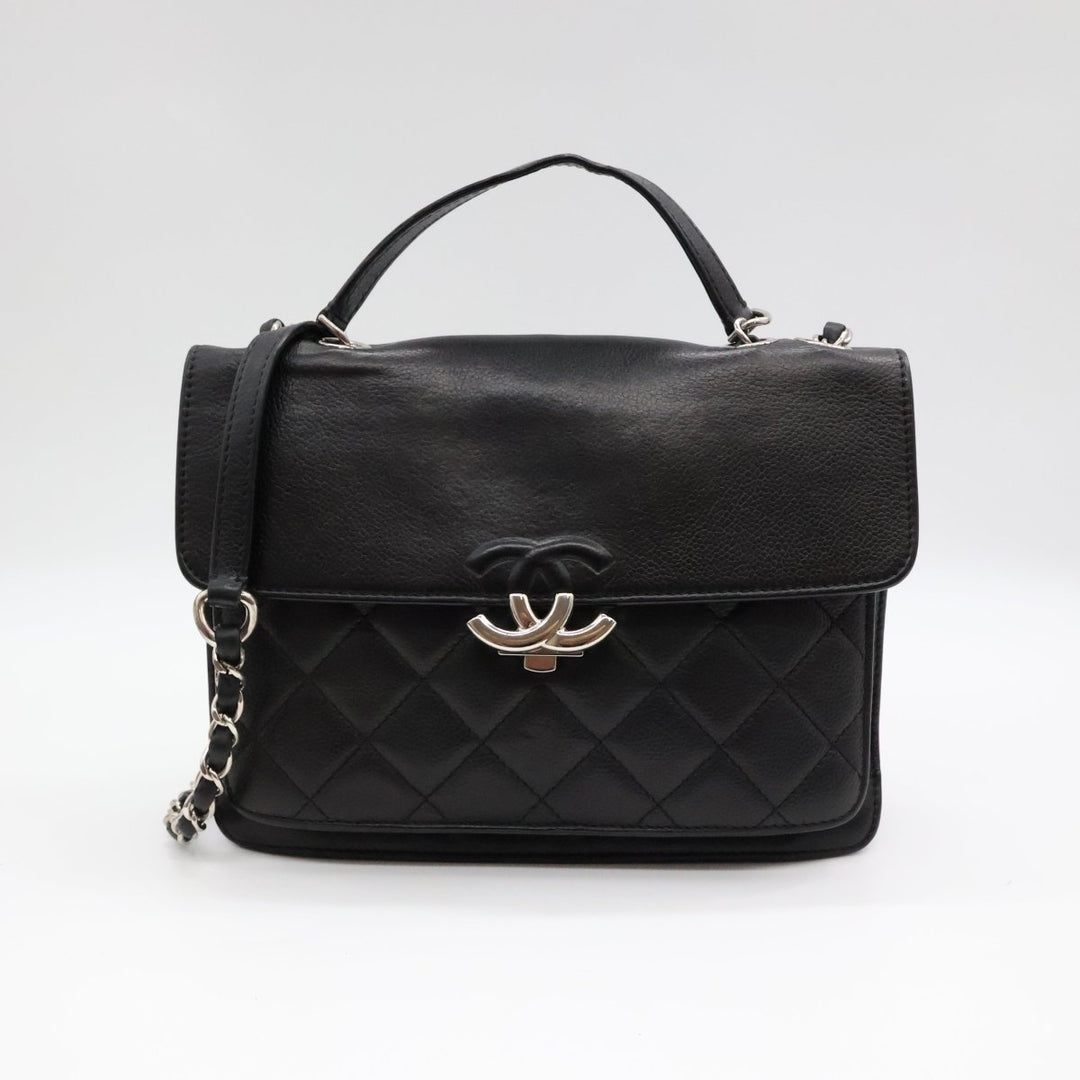 Chanel CC Black Caviar Box Flap Handbag - Lux Central