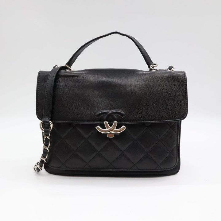 Chanel CC Black Caviar Box Flap Handbag - Lux Central